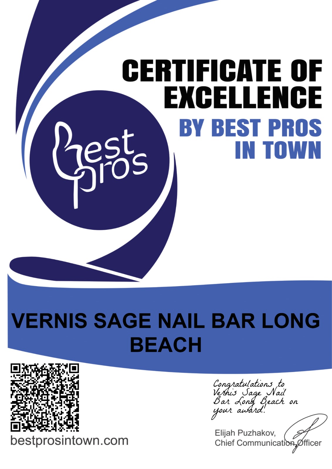 Certificate of Excellence